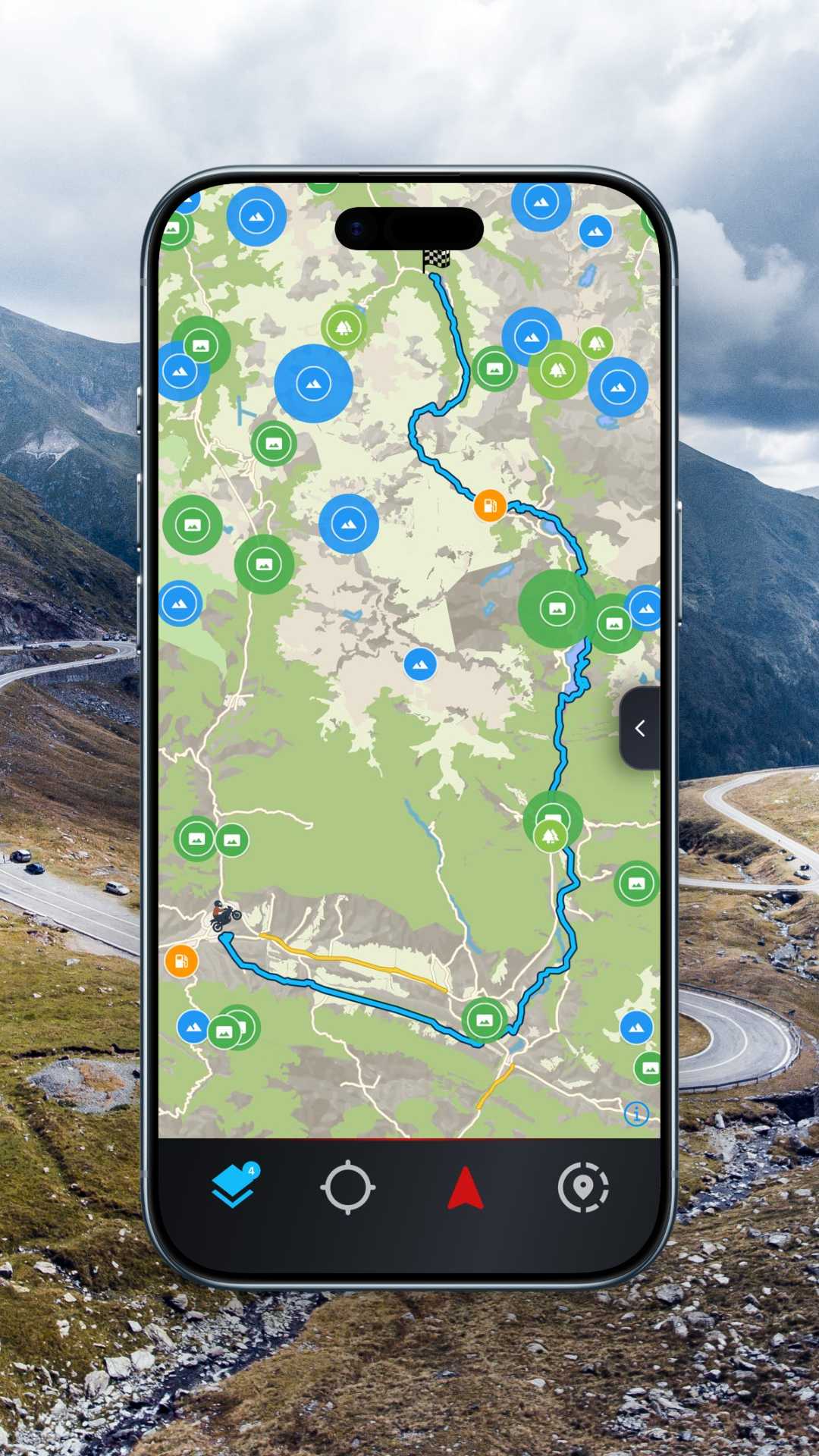 App MotoFlap — Route planner